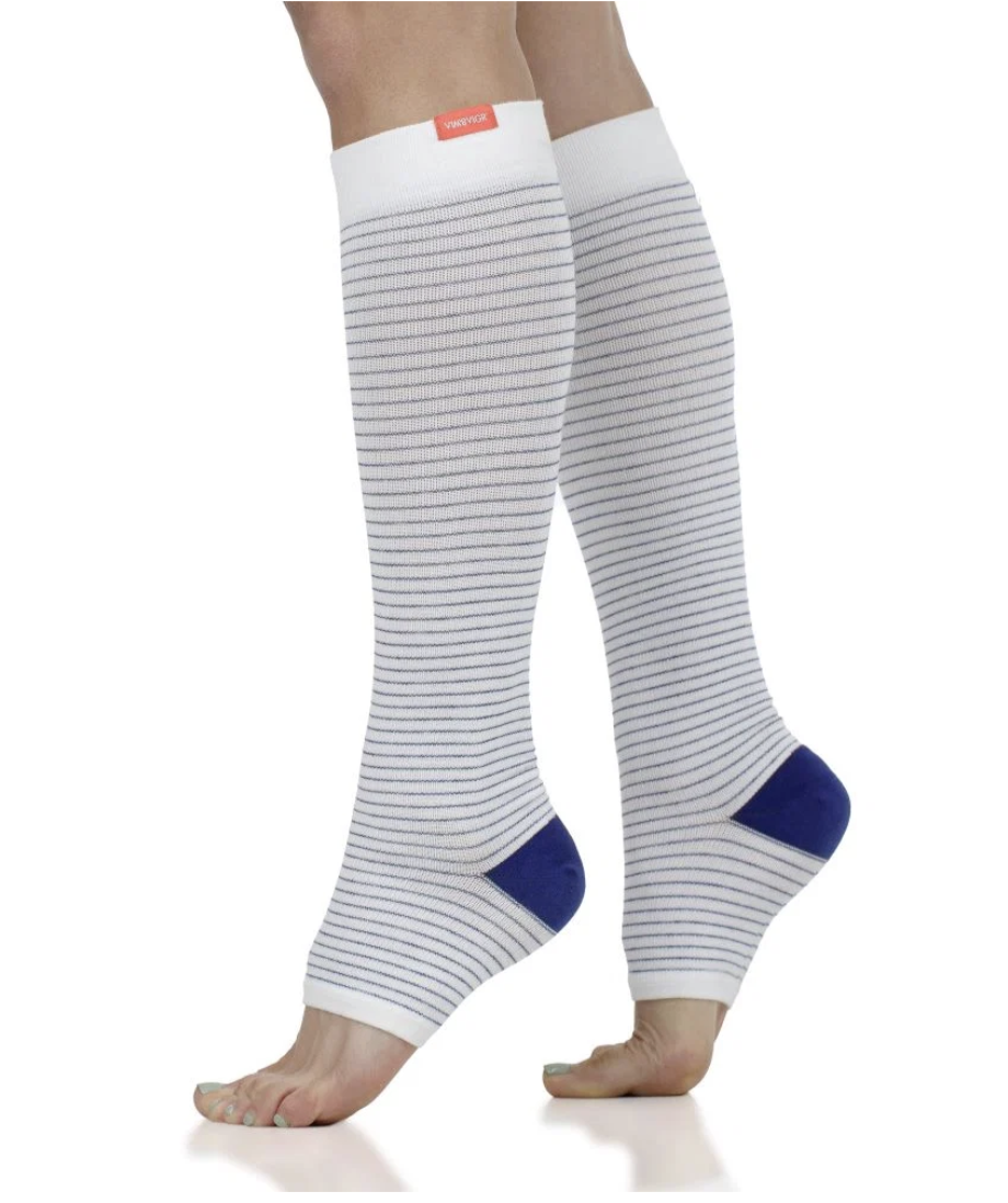 20-30 mmHg: Pinstripe (Open Toe Cotton Compression Socks)