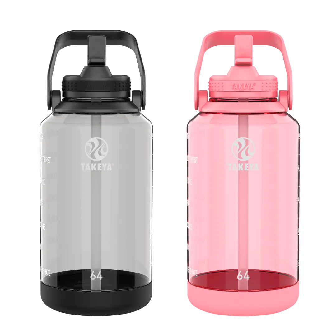 64oz Tritan Motivational Bottle Bundle With Straw Lid (2 Pack)