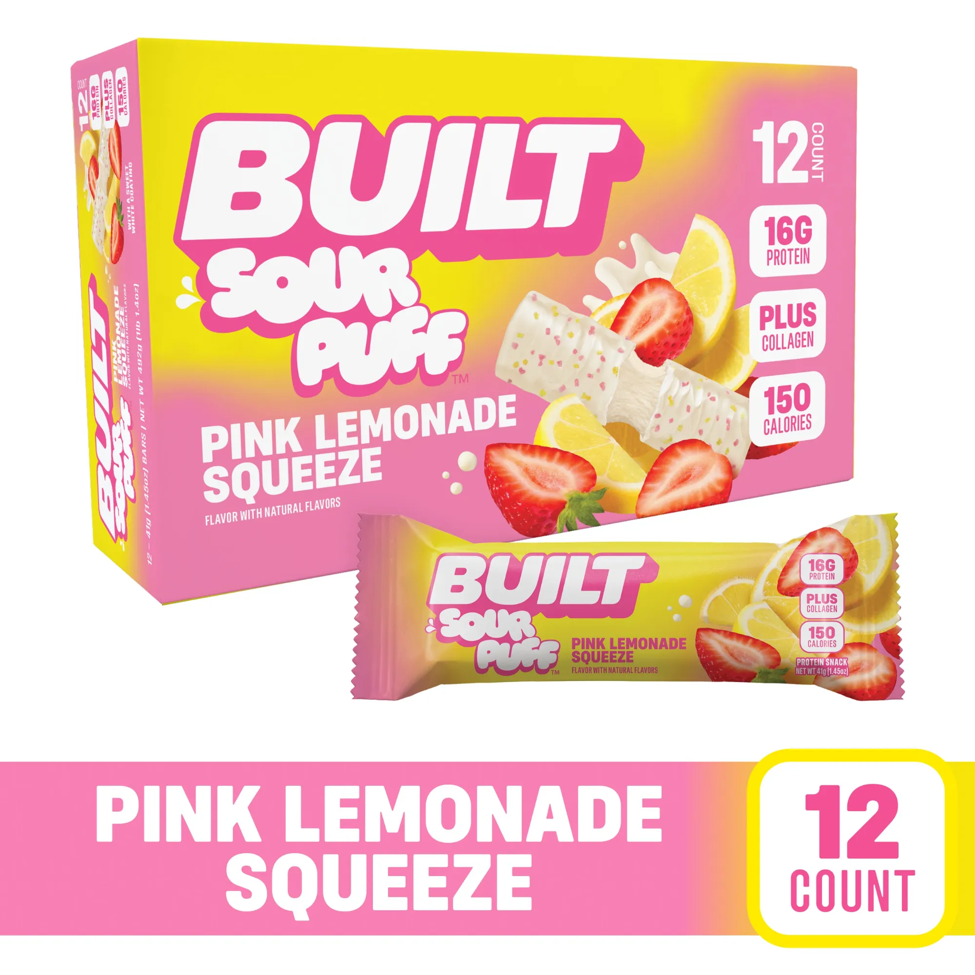 BUILT Pink Lemonade Squeeze Sour Puff